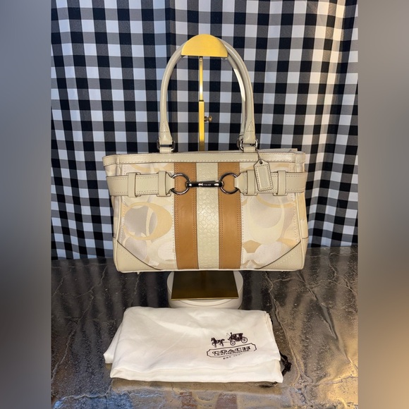 Coach Handbags - Coach Hampton Optic Signature Stripe Medium Carryall Satchel 2008